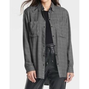 a new day Button Down Flannel in Gray Houndstooth Women’s Size S